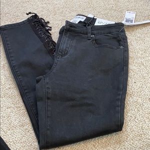 Black lace up jeans